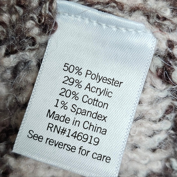 SO Womens V-Neck Pullover Sweater Oversized Chunky Knit Brown Daisy XS - Picture 10 of 12